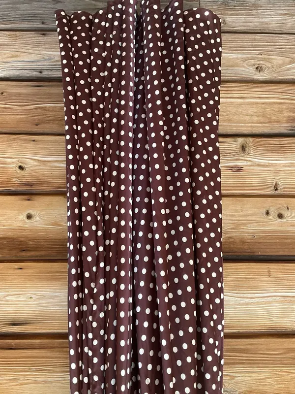 IEENA FOR MAC DUGGAL Size 10 Brown Polka Dot A-Line Halter Gown Rosette FLAWS - Image 8