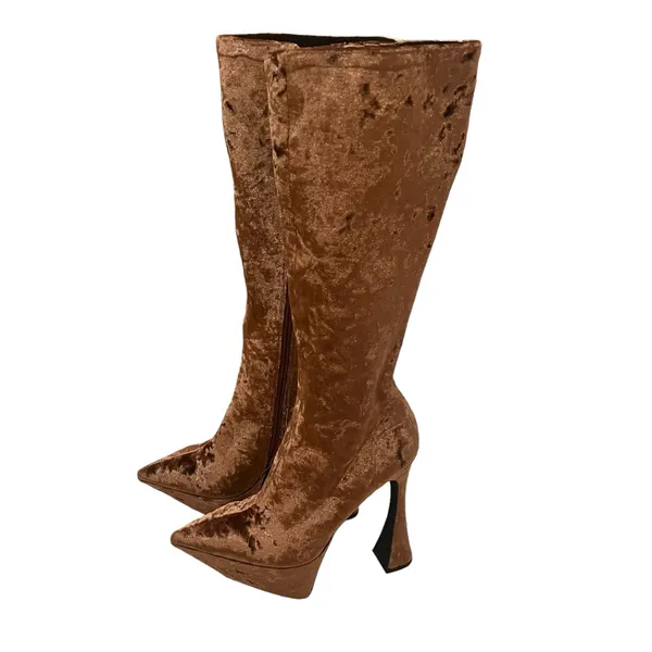 JEFFREY CAMPBELL Shego crushed velvet platform knee high boots NEW size 7.5 - Image 8