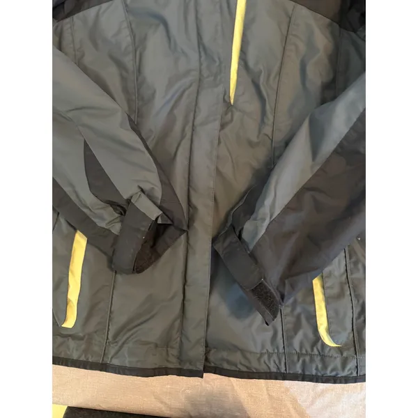 Columbia Interchange Hooded Jacket Womens Medium Black Grey‎ Neon Yellow Shell - Image 5