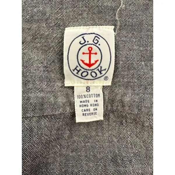 Vintage 1980s JG Hook Grey Denim Short Sleeve Top Medium - Image 7