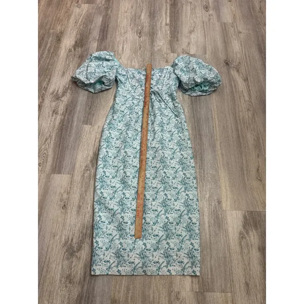 Tuckernuck Hyacinth House Teal Floral Lace-Up Lila Midi Dress Size Small - Image 7