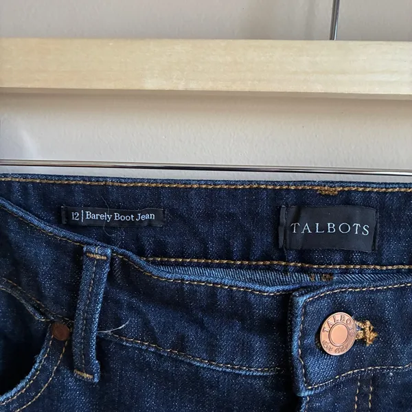 Talbots barely boot jean women's size 12 cotton blend dark wash trousers - Image 3