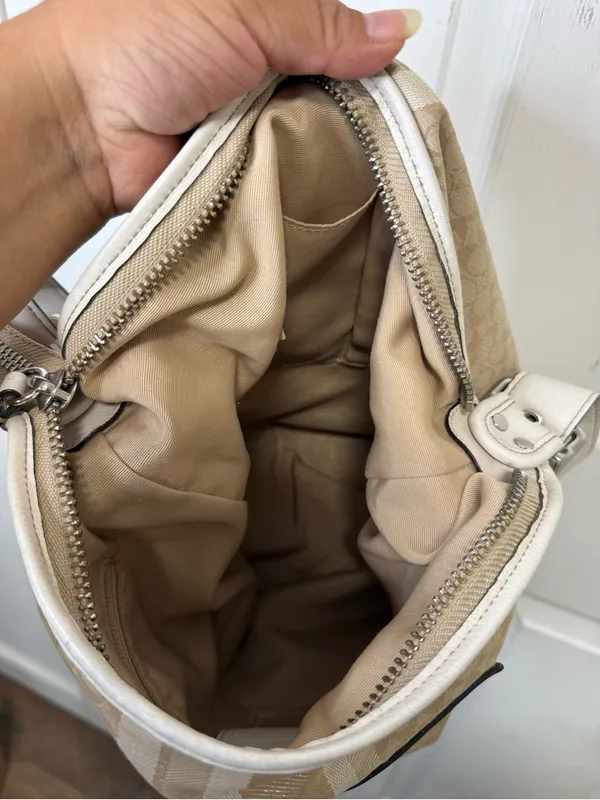 Coach Beige Signature Stripe Crossbody Bag - Image 13