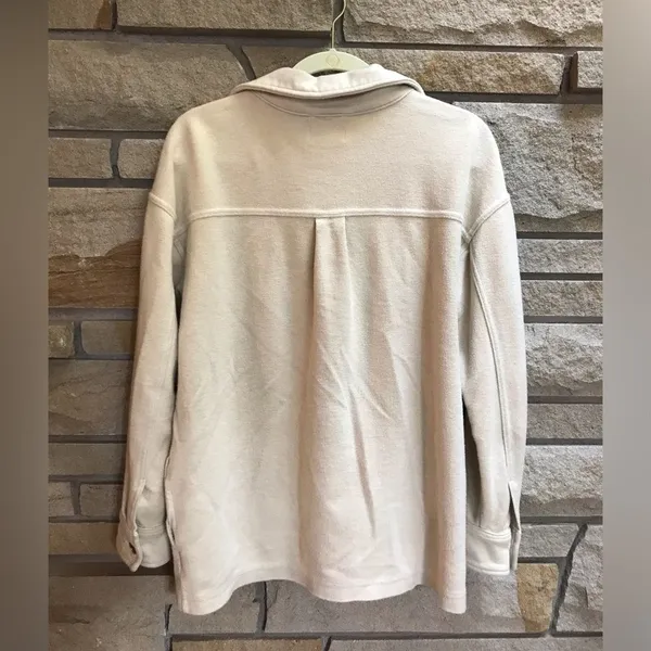 Aerie Luxe Trucker Shacket Shirt Jacket Color Soft Oat Beige Cream Cotton XS - Image 9