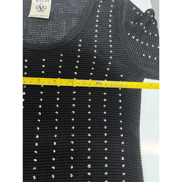 Vocal Womens Black Rhinestone‎ Embellished Mesh Long Sleeve Top Small 13473L - Image 7