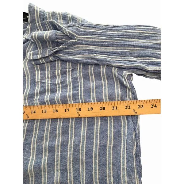 Rails Charli Shirt Womens Large Linen Blend Lake View Stripe Button Blue KKK10-2 - Image 6