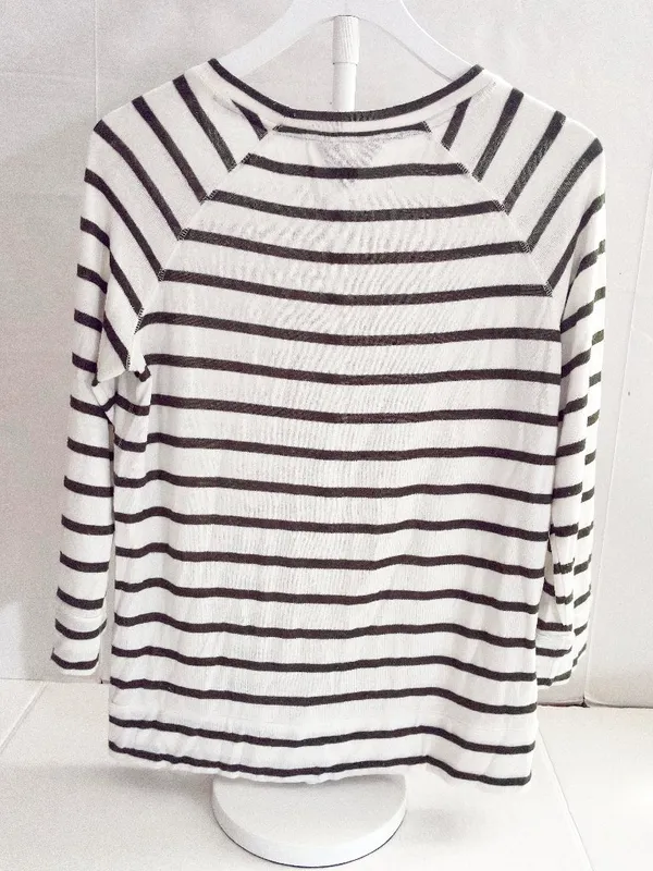 MIX Stitch Fix Green White Striped Raglan Top Transition Fall Light Sweater - M - Image 2