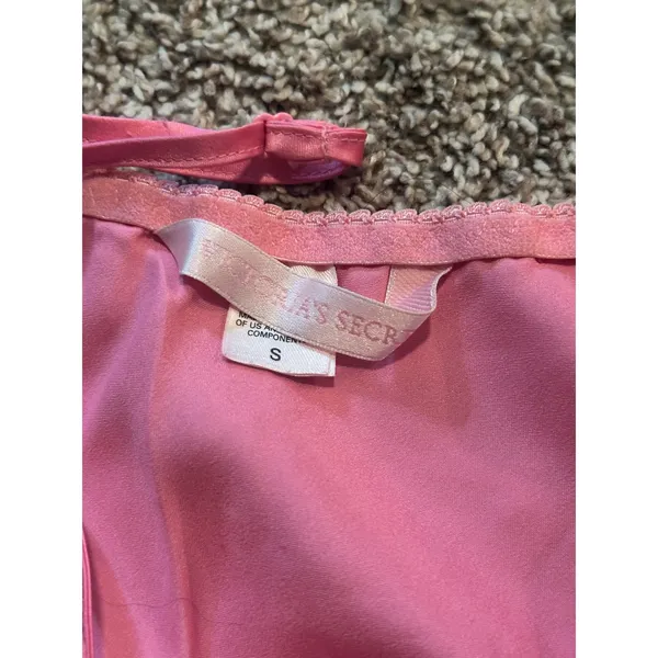 Victoria's Secret Vintage‎ 2003 Pink Satin Lace Trim Babydoll Slip Dress Small - Image 4