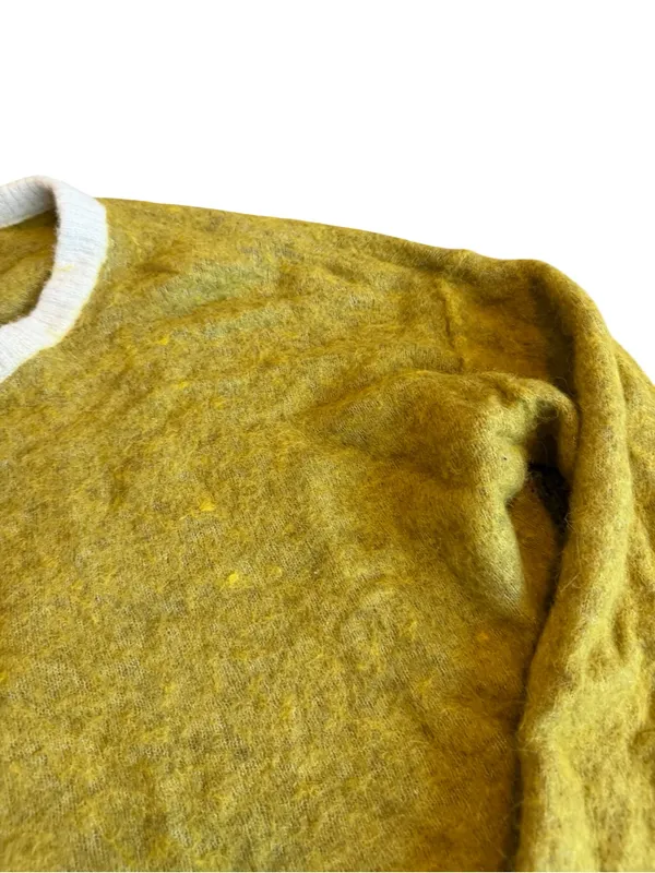 Free People Serendipity V-Neck Fuzzy Sweater Unique Green Boxy Cropped Sz Large - Image 6