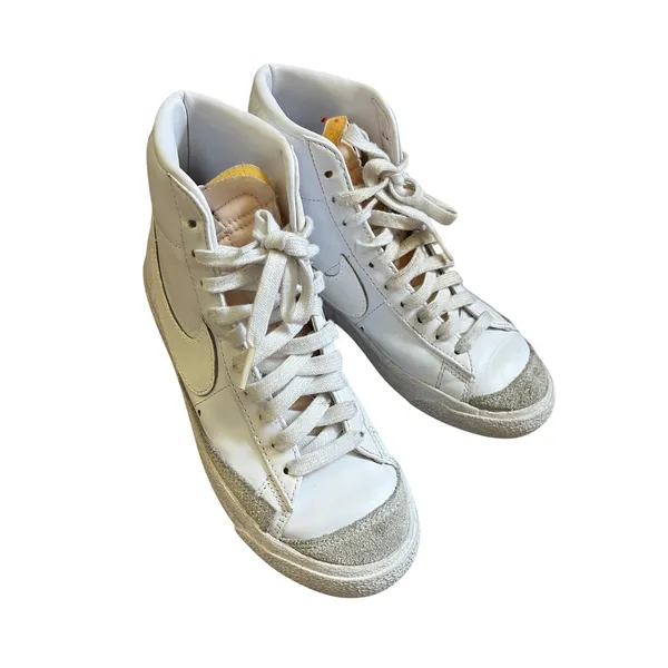 Nike Blazer Mid 77 Womens White Leather High Top Sneakers Suede Retro Streetwear - Image 4