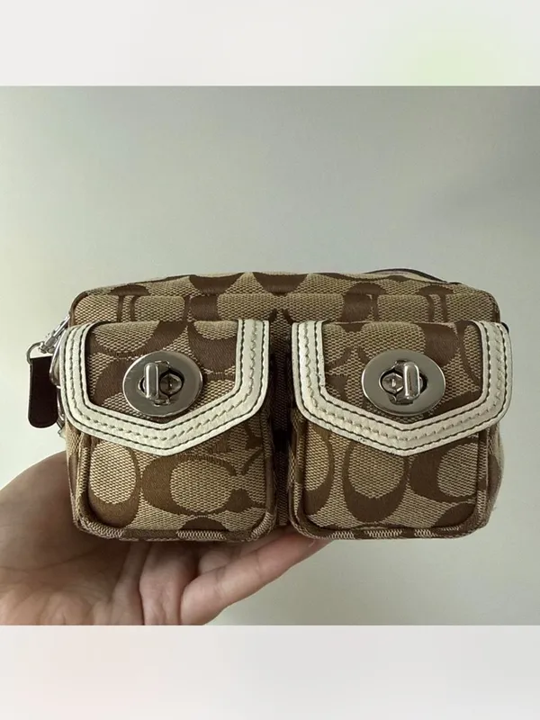 Rare Vintage Y2K Coach Mini Double Turnlock Bag - Image 3