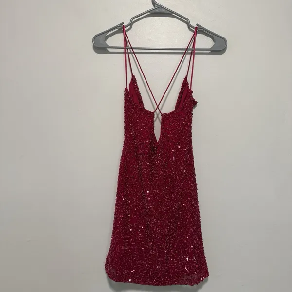 Retrofete Mich Sequin‎ Beaded Pink Mini Dress Size Small - Image 8