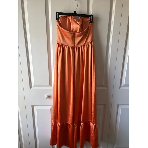 Revelry Strapless Sweetheart Gown in Orange Women's Size 10 - Image 4