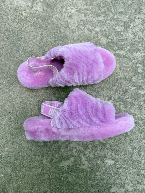 UGG Fluff Yeah Slipper Slide With Strap Pink Purple Size 9 - Image 2
