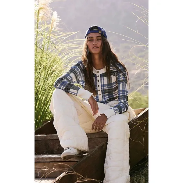 Free People Rally Layer Printed - True Plaid Ivory Xs Nwt - Image 2