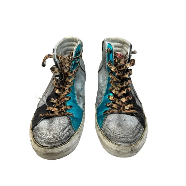 Golden Goose Deluxe Brand Slide Silver rainbow‎ High Top Sneakers 40 - Image 3