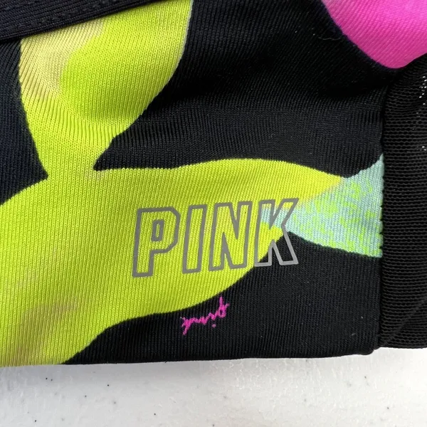 Victoria’s Secret PINK Active Sz M Sport Bra Ultimate Lightly Lined Black Floral - Image 5