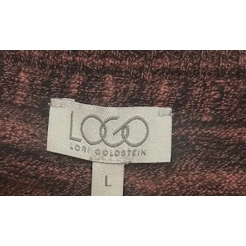 LOGO By Lori Goldstein Tunic Sweater L Heathered Red‎ Black Pockets Cozy Warm Cabin - Image 3