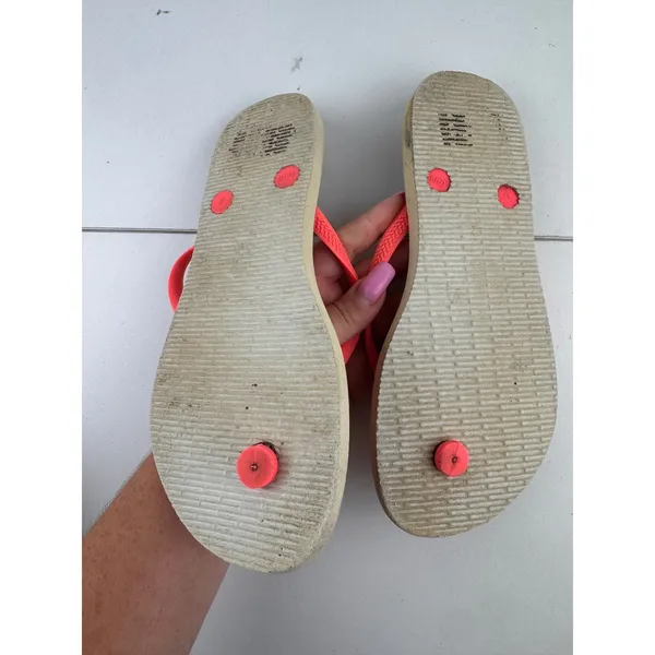 Havaianas Leopard Print Flip Flops Orange Thong Sandals Size US 6 EUR 37‎ 38 - Image 3