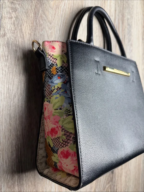 Betsey Johnson XO Chloe Floral Faux Snake Satchel Bag - Image 3