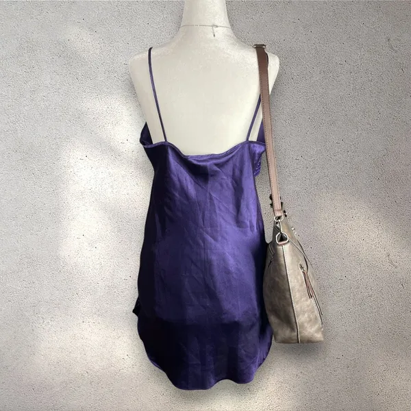 Private Luxuries Floral Slip Mini Dress Women's M Purple Satin Y2K Whimsy Fairy - Image 2
