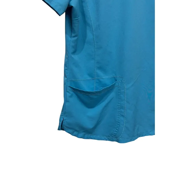 Dickies Womens V-Neck Scrub Top Blue Short Sleeve Medical Nurse Healthcare Large - Image 7