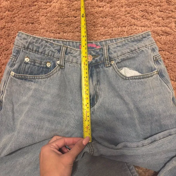 Y2K Edikted Jeans Womens XS Flare Wide Leg Bootcut Mid Rise Light Denim Wash - Image 9