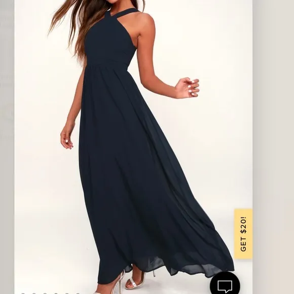 NWT Lulus Air of Romance Navy Blue‎ Maxi Dress LARGE - Image 2