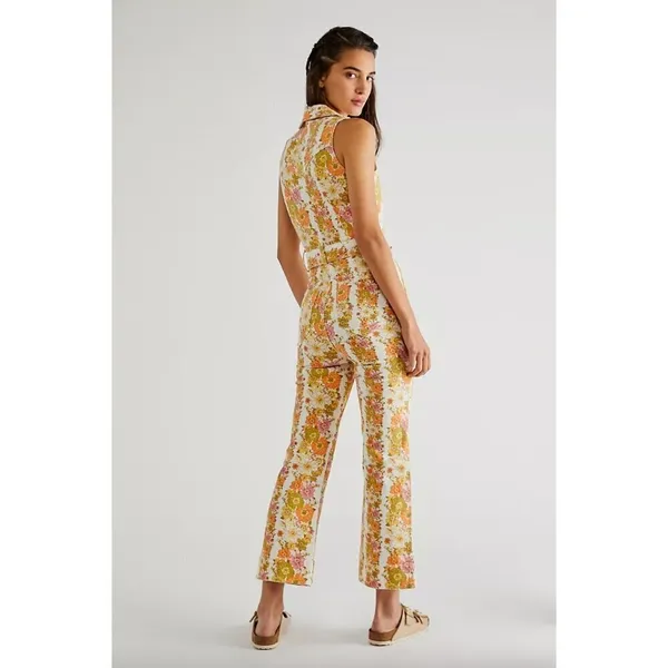 Show Me Your Mumu Jacksonville Cropped Jumpsuit Groovy Blooms Stripe Womens S - Image 5