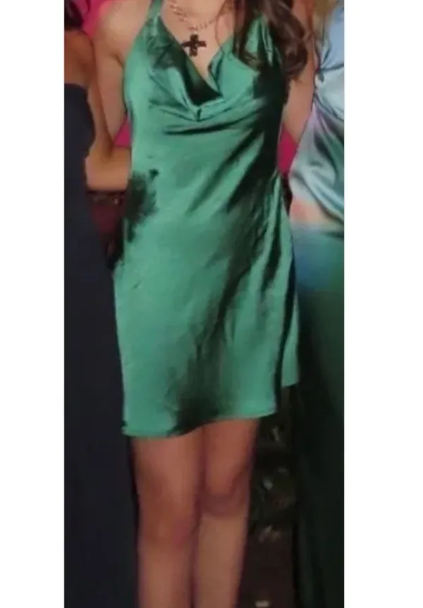 Hello Molly Dress Green Satin - Image 3