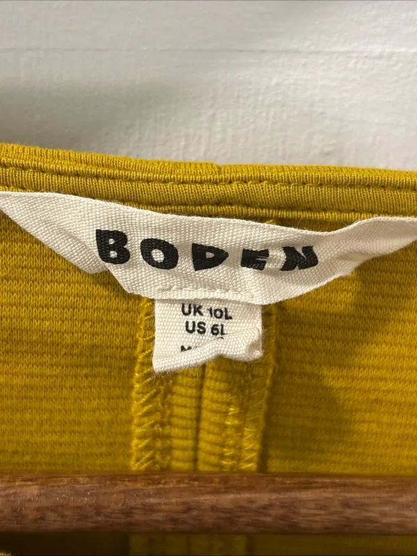 Boden Women’s Ellen Ottoman Dress Mustard Yellow Long Sleeve Pockets Size 6L EUC - Image 3