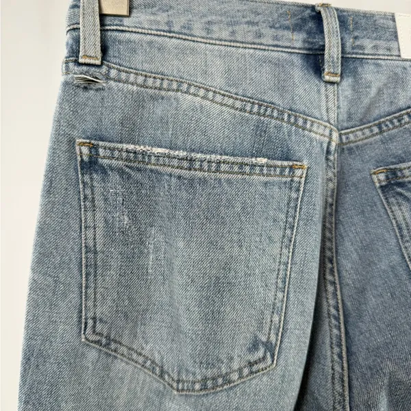 Pistola High Rise Distressed Straight‎ Leg Raw Hem Jeans in Rutls Blue Size 26 - Image 5