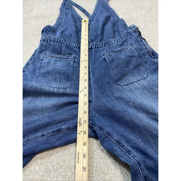 Free People We The Free Rambler Denim Wide Leg Overalls Jumpsuit Size 4W - Image 16