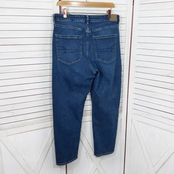 American‎ Eagle Stretch Denim Mom Jeans Retro Blue Size 14 Ankle - Image 2