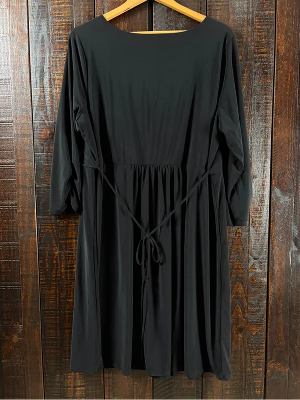 NY Collection Black V-Neck Jersey Dress with Chain Trim NWT 1X - Image 4