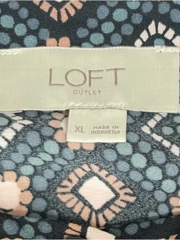 "Loft" Multicolor Geometric Long Sleeves Shirttail Dress Size: Xl - Image 7
