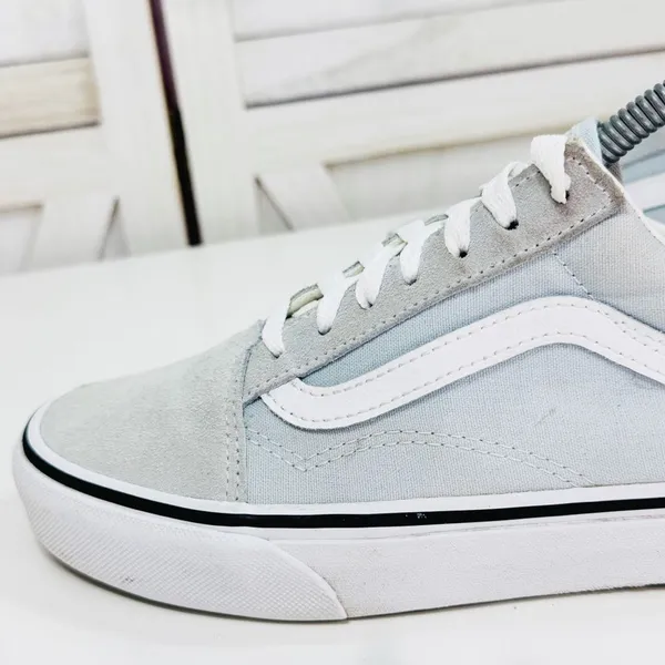 Vans Old Skool Suede Canvas Low Tie Lace Up Sneakers Powder Blue 6 Men 7.5 Women - Image 7