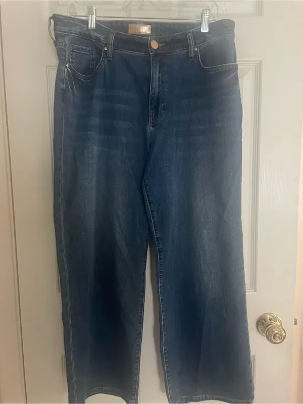 Kut from the Kloth Charlotte Wide Legs Dark Blue Jeans Size 14 - Image 3