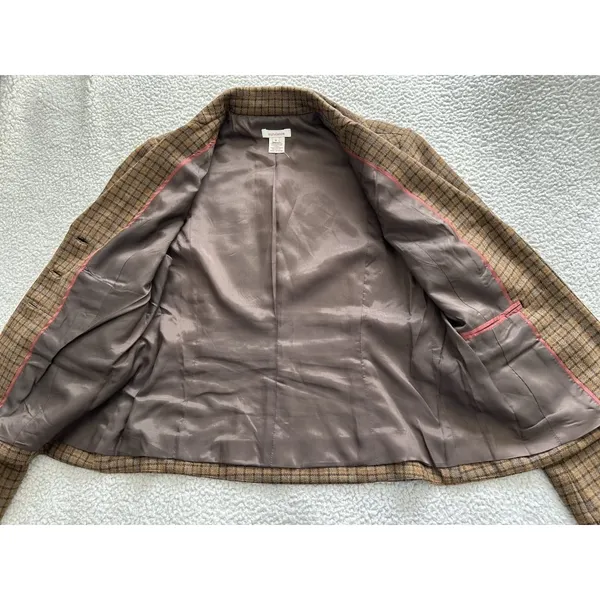 Sundance Catalog Wool Riding Jacket Blazer Brown Plaid Western Stud Collar Sz 6 - Image 9