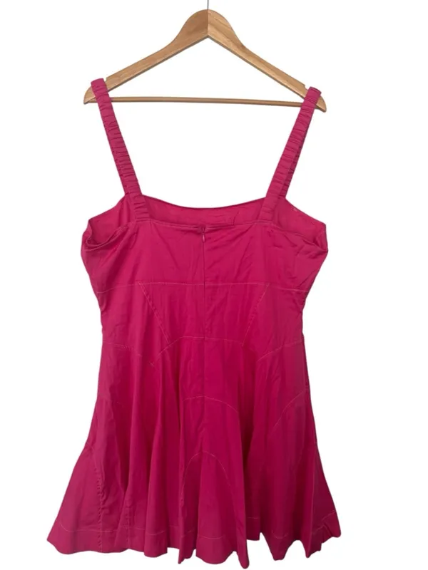 ANTHROPOLOGIE Plunge Drop Waist A Line Mini Dress Pink Size XL NEW - Image 6