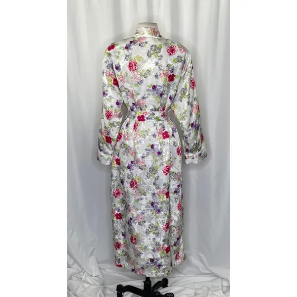 Vintage VICTORIA'S SECRET Gold Label Floral Jacquard Satin Robe Pockets‎ Small - Image 7