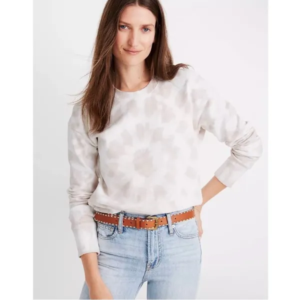 Madewell Tie-Dye Crop Crewneck Sweatshirt in Ashen Silver - Size Medium . - Image 2
