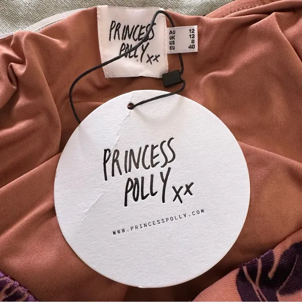 Princess Polly Velvet Burnout Mini Skirt Morelli Purple Beige Size 8 NWT - Image 3