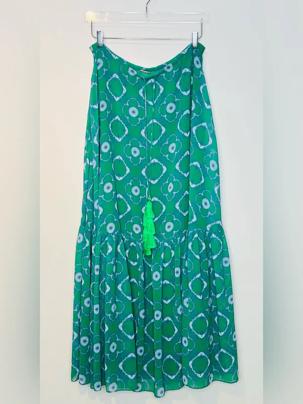 Alexis Green Meadow Tie Dye Chiffon Print Tassel Tie Maxi Skirt - Image 11