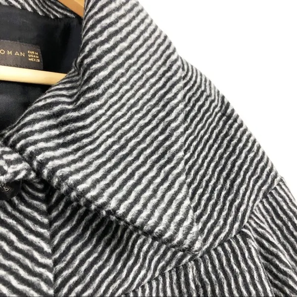 Zara wool retro jacket with big buttons gray and black pattern, wide sleeves M - Image 14