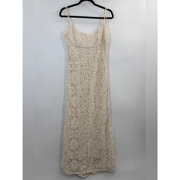 Bardot Adoni Crochet Midi Dress in Light Beige - Image 6