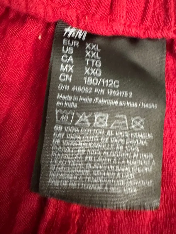 H&M Red Track Pants with White Heart Dots XXL - Image 4