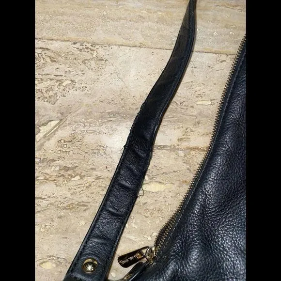 Michael Kors Black Leather Shoulder Bag Purse Gold Hardware 15”x11”‎ - Image 7