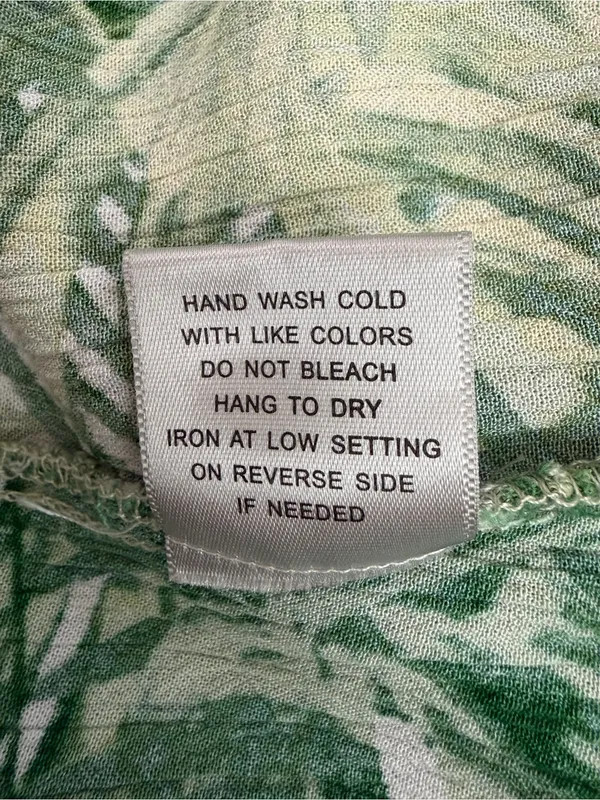 Justify Double V-neck Green Tropical Smocked Cut Out Waist Maxi Dress, Sz Large - Image 12