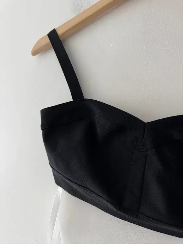 Superdown Black Bandage Crop Top Sweetheart Neckline - Image 3